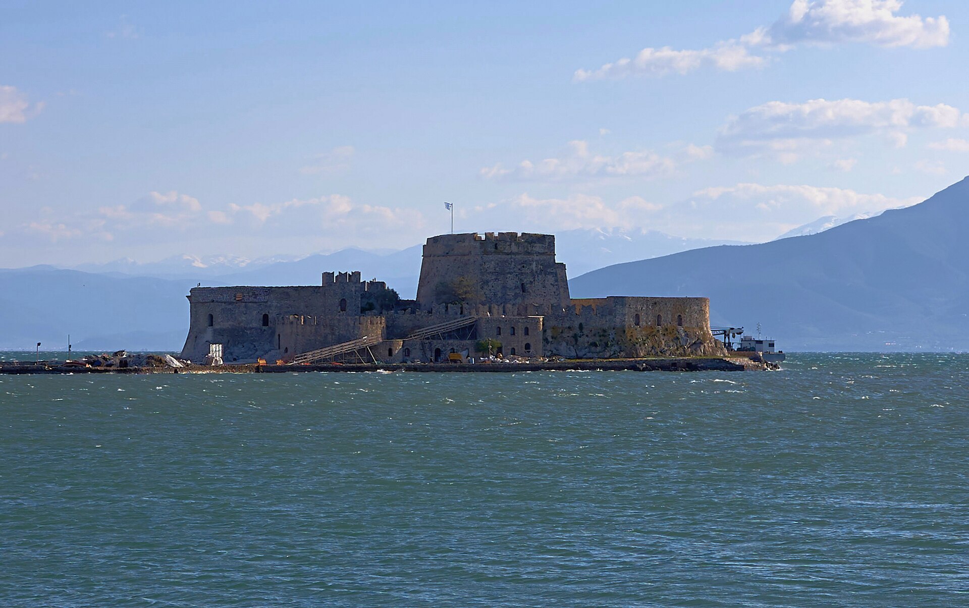 The Venetian castle of Bourtzi on its islet at the entrance to Nafplio harbour