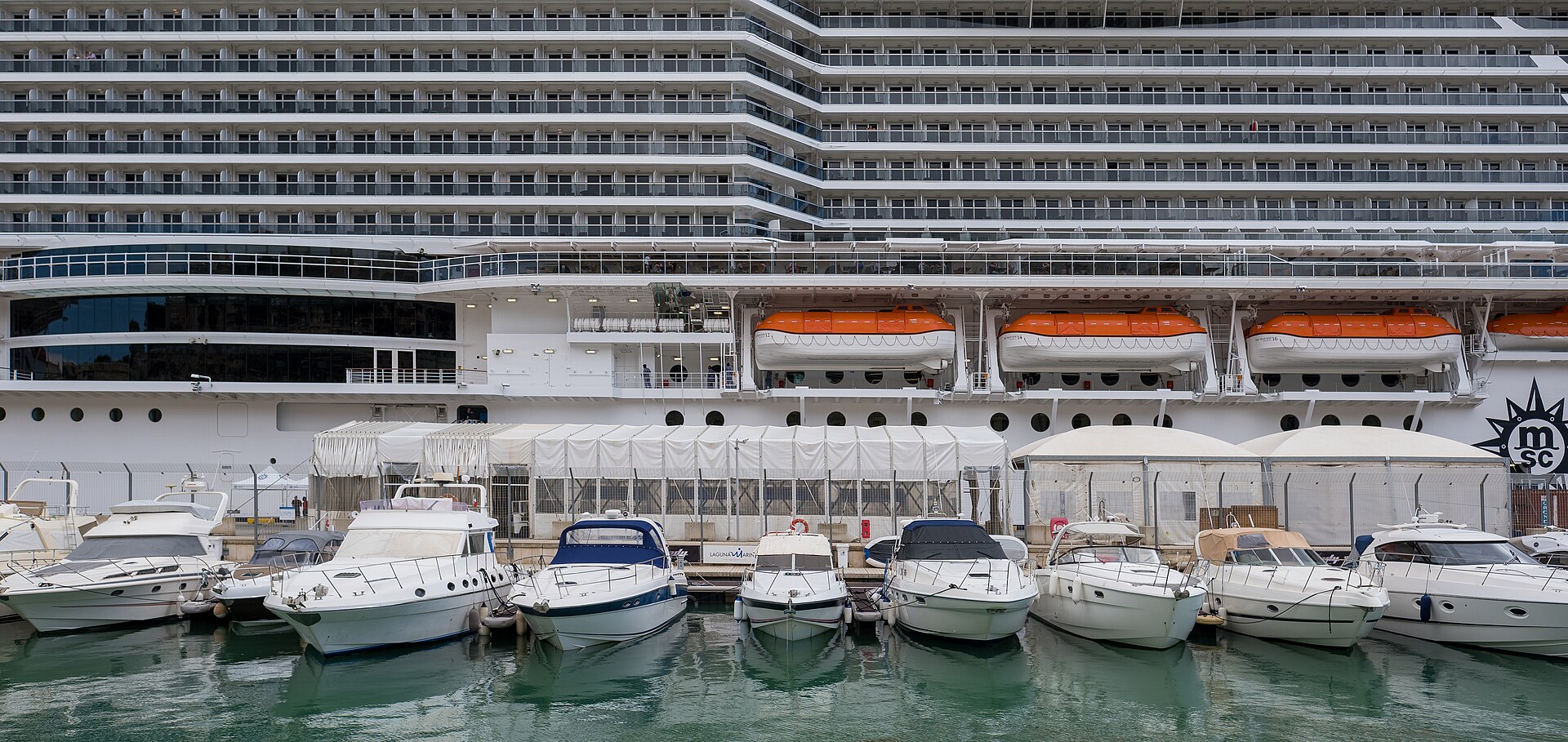 Cruise ship berthed at the Valletta Waterfront in Malta's Grand Harbour